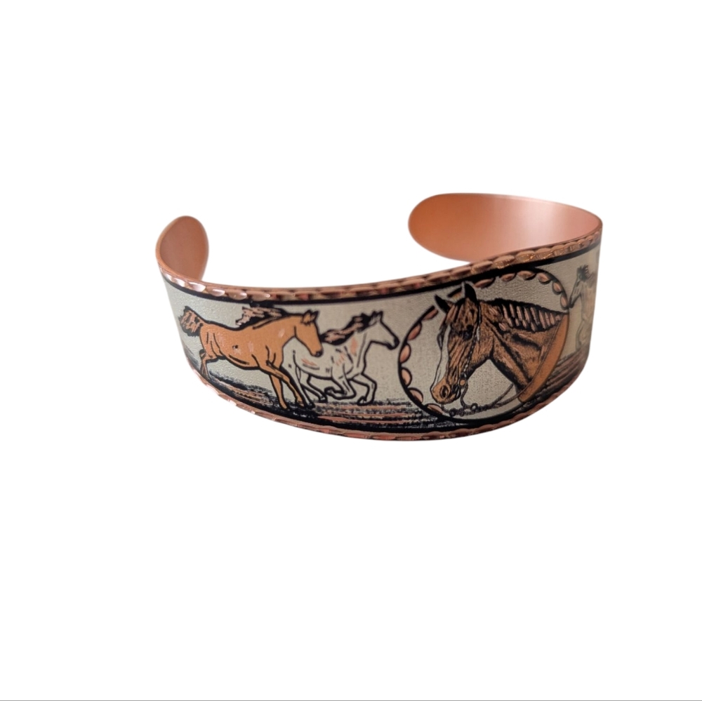 Copper Horse Equestrian Cuff Bracelet